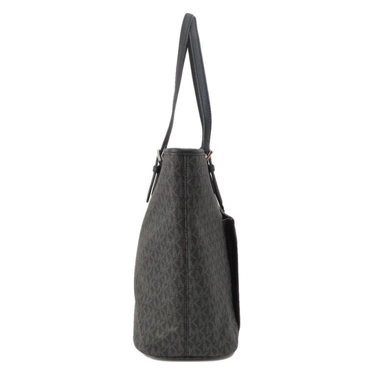 MICHAEL KORS Tote Bag Calfskin black MK signature Women Used Authentic