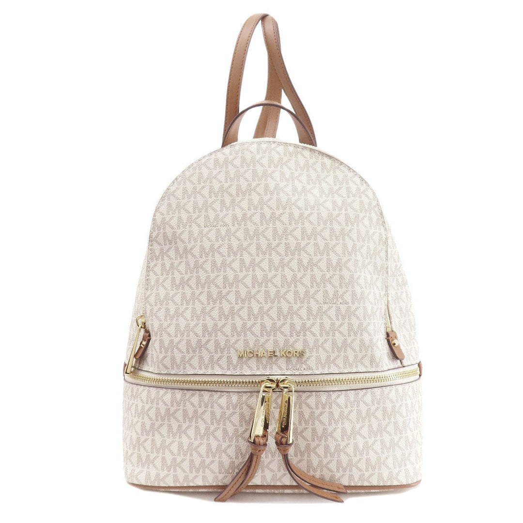 MICHAEL KORS Backpack PVC white MK signature Women Used Authentic