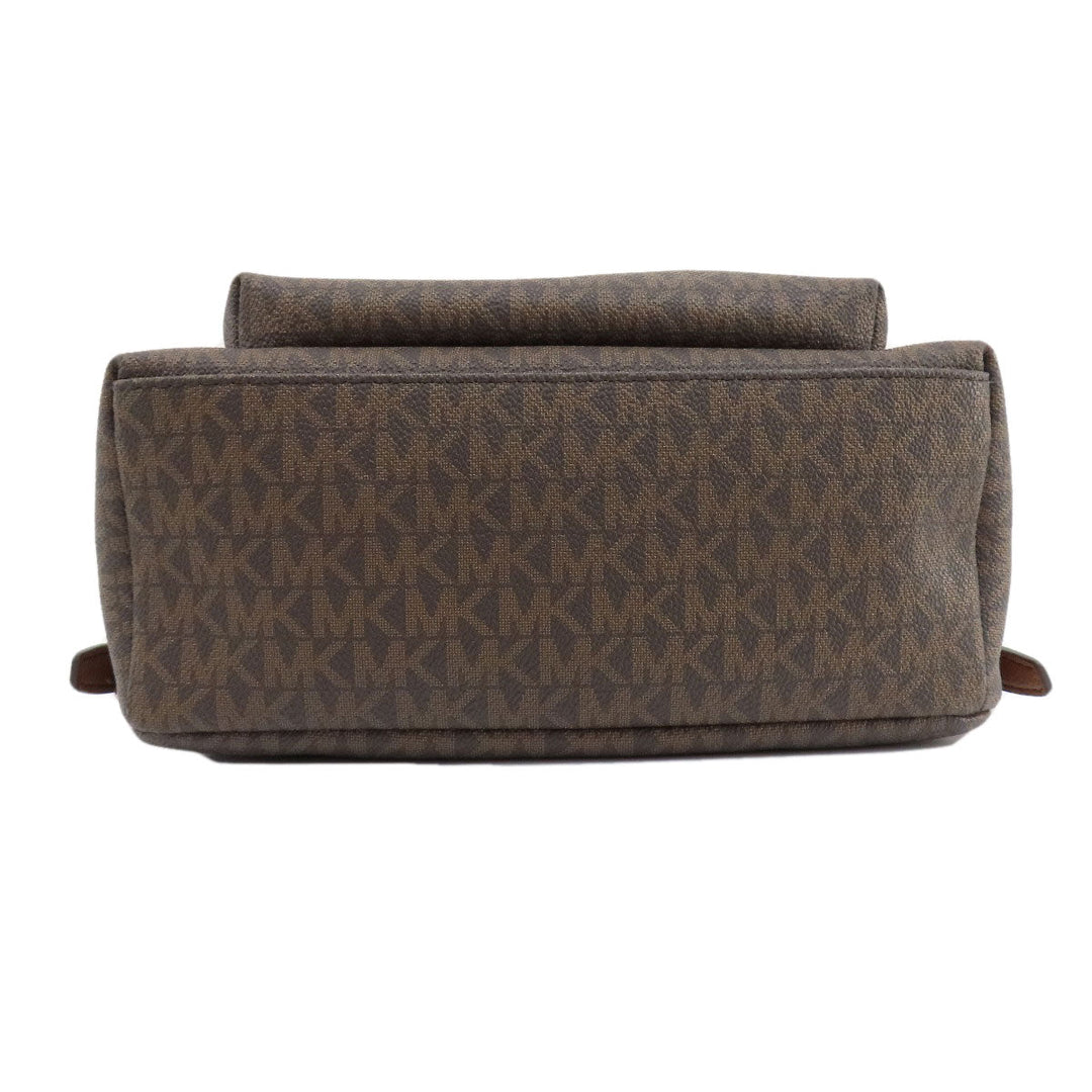 MICHAEL KORS Backpack PVC Brown MK signature Women Used Authentic