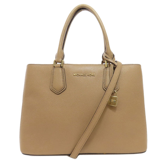 MICHAEL KORS Handbag leather beige 2WAY Women Used Authentic
