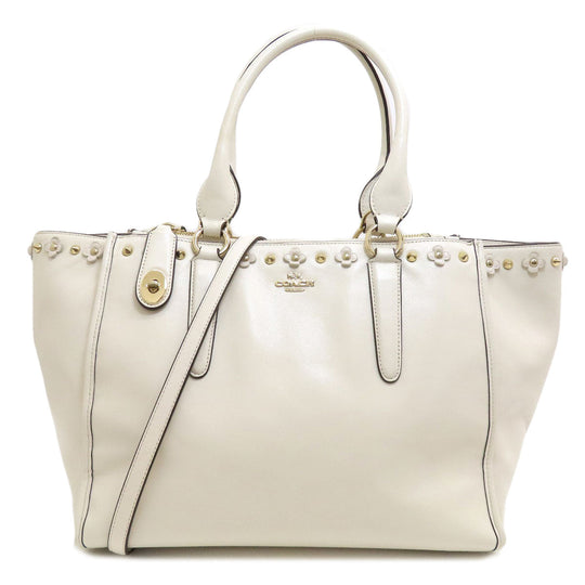 COACH Handbag 37400 leather white 2WAY Women Used Authentic