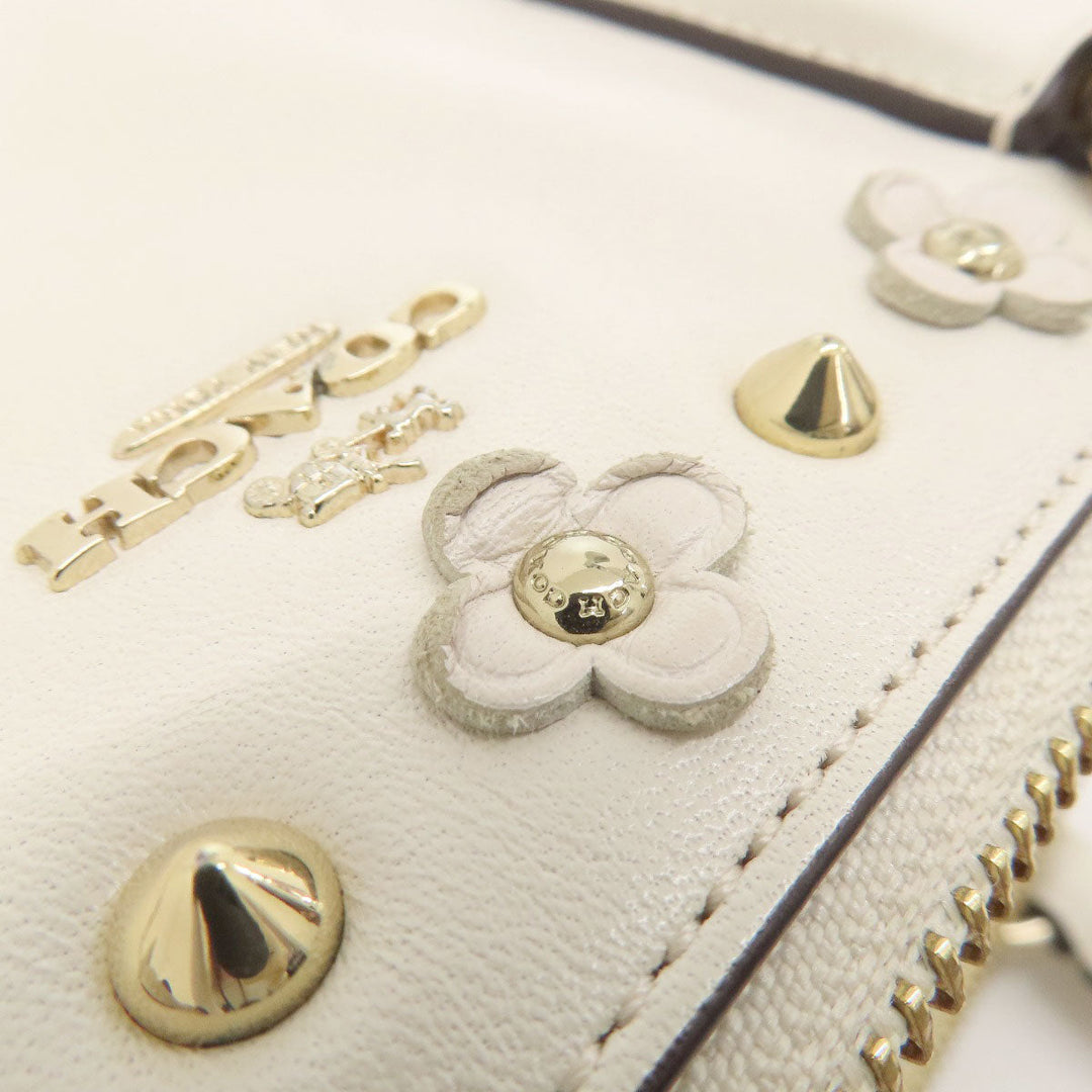 COACH Handbag 37400 leather white 2WAY Women Used Authentic