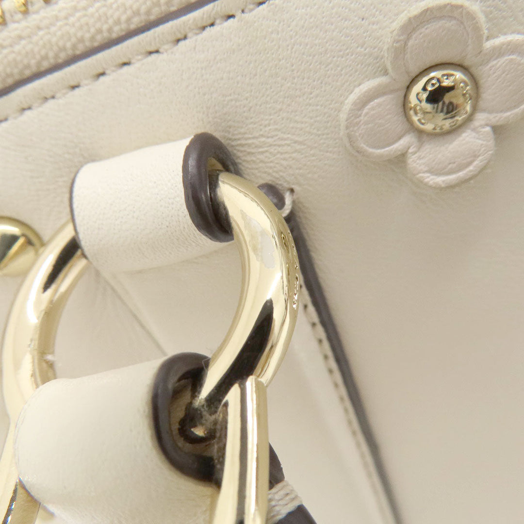 COACH Handbag 37400 leather white 2WAY Women Used Authentic