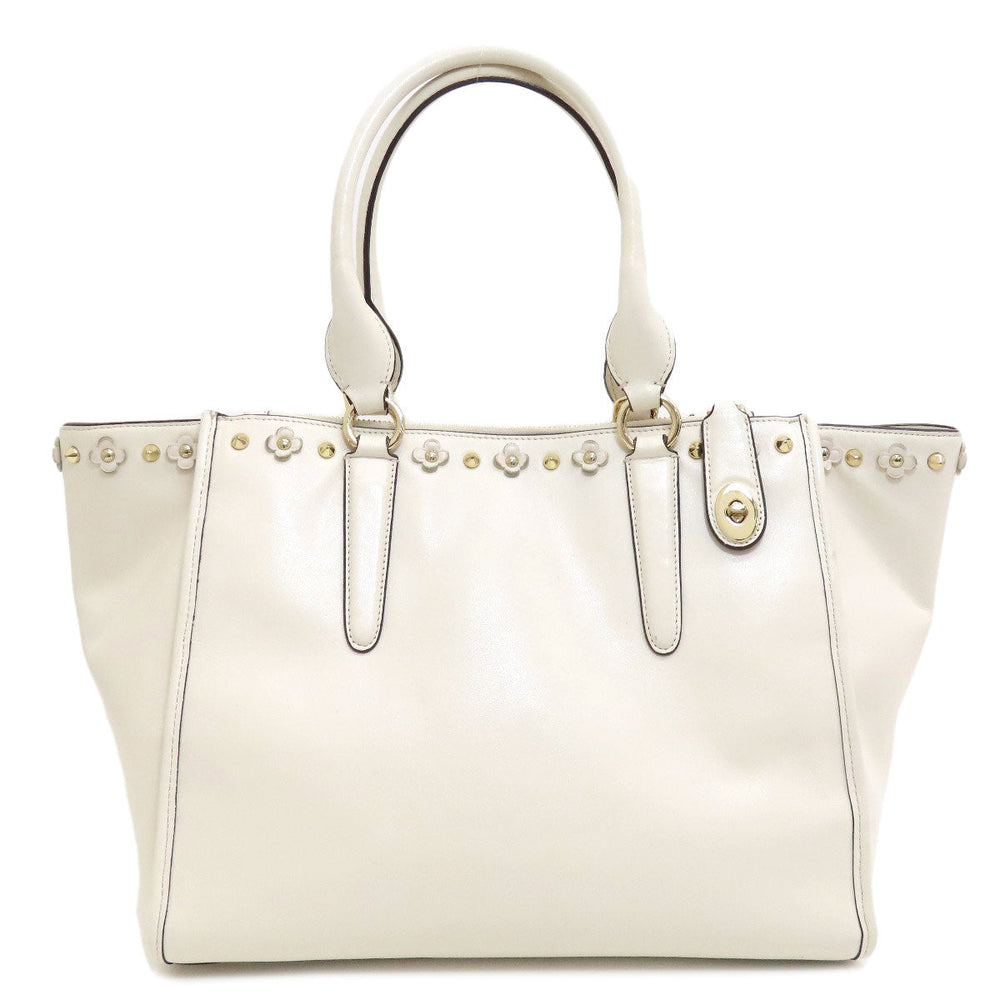 COACH Handbag 37400 leather white 2WAY Women Used Authentic