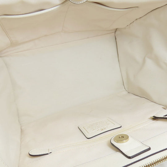 COACH Handbag 37400 leather white 2WAY Women Used Authentic