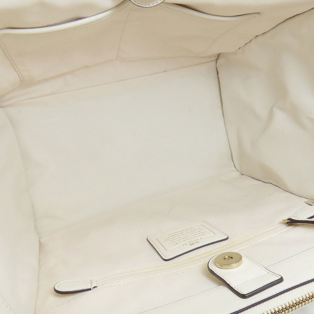 COACH Handbag 37400 leather white 2WAY Women Used Authentic