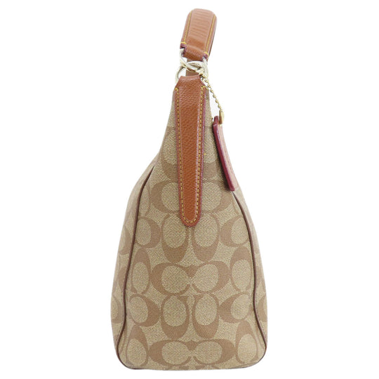 COACH Handbag F34899 PVC Brown Signature 2WAY Women Used Authentic