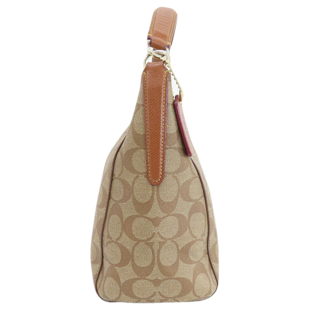 COACH Handbag F34899 PVC Brown Signature 2WAY Women Used Authentic