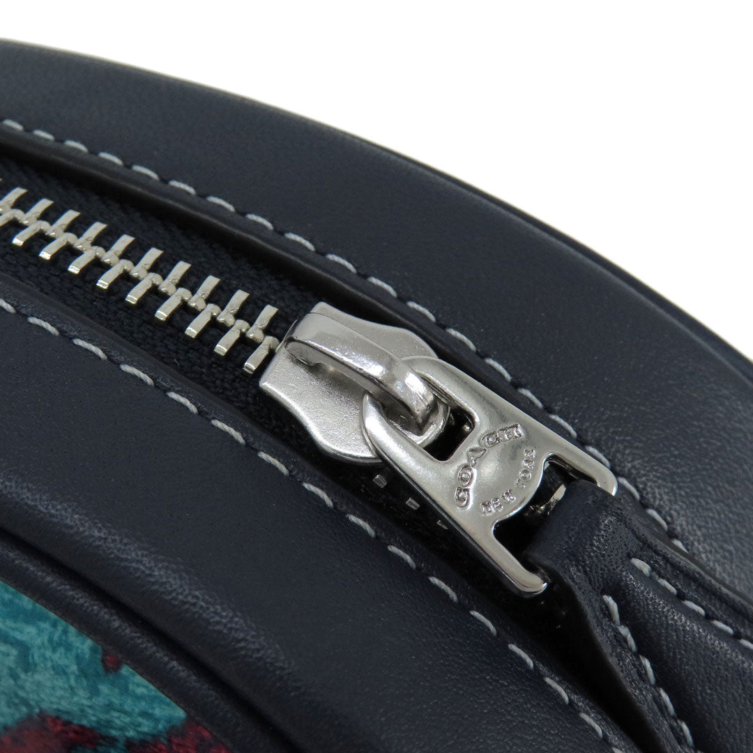 COACH Handbag CJ628 PVC green Sydney Satchel Houndstooth Print 2WAY Women Used Authentic