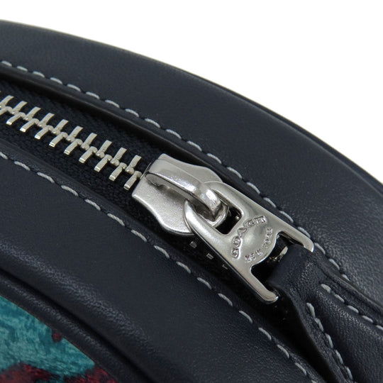 COACH Handbag CJ628 PVC green Sydney Satchel Houndstooth Print 2WAY Women Used Authentic