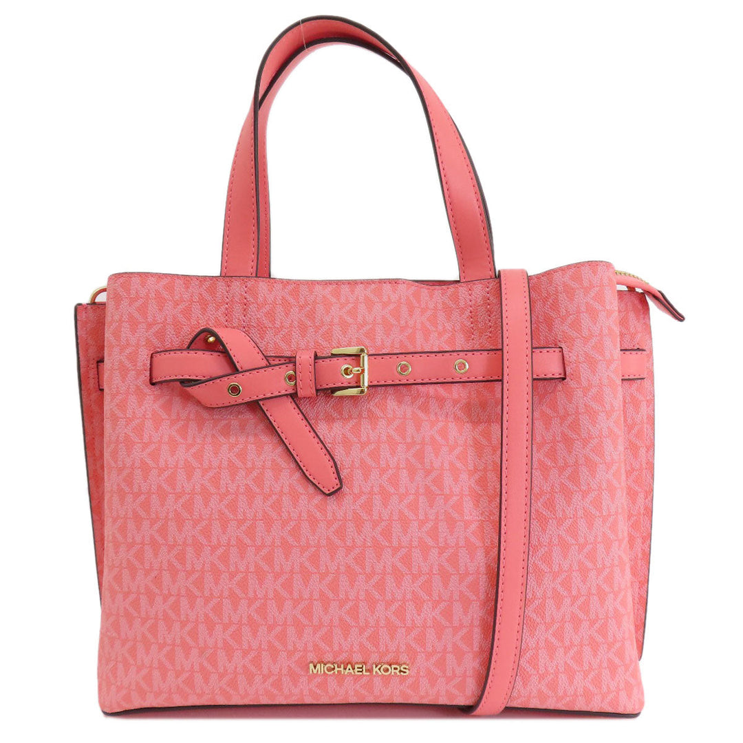 MICHAEL KORS Tote Bag PVC pink MK Signature 2WAY Women Used Authentic