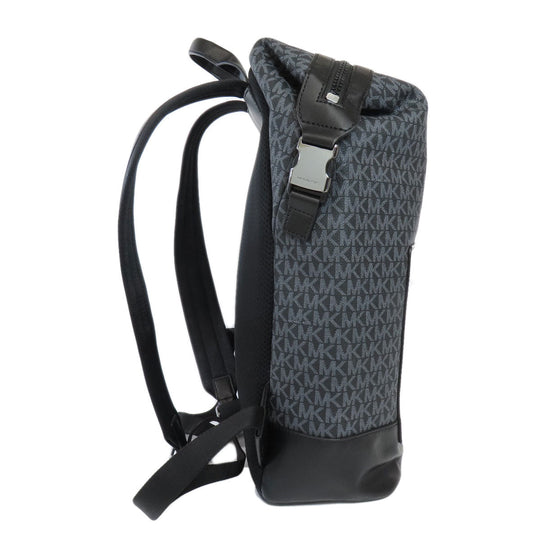 MICHAEL KORS Backpack PVC black MK signature Women Used Authentic