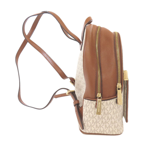 MICHAEL KORS Backpack PVC white MK signature Women Used Authentic