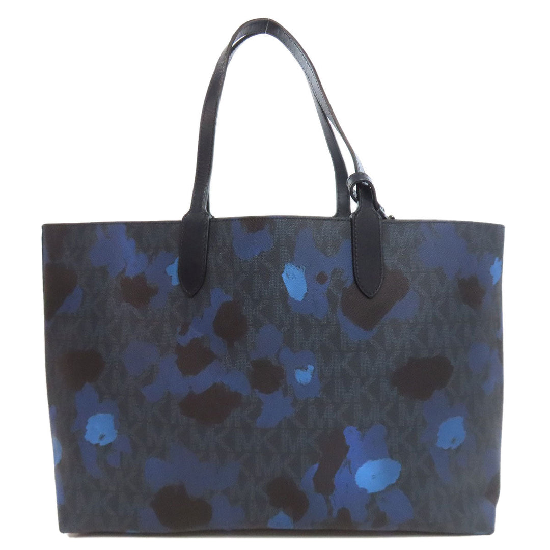 MICHAEL KORS Tote Bag PVC Navy MK signature Women Used Authentic