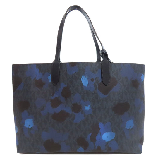 MICHAEL KORS Tote Bag PVC Navy MK signature Women Used Authentic