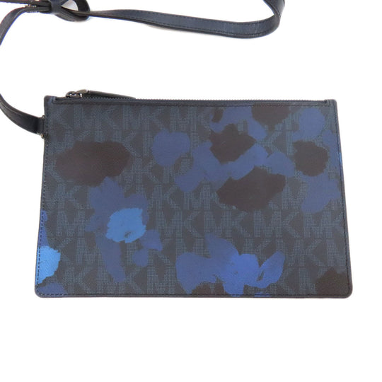 MICHAEL KORS Tote Bag PVC Navy MK signature Women Used Authentic