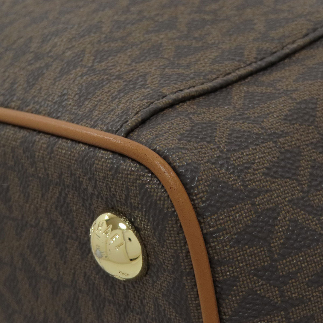 MICHAEL KORS Tote Bag PVC Brown MK signature Women Used Authentic