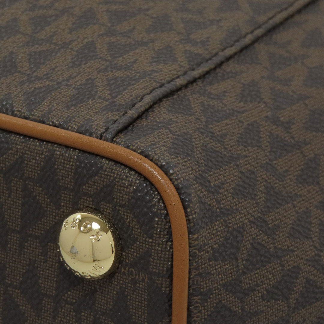MICHAEL KORS Tote Bag PVC Brown MK signature Women Used Authentic