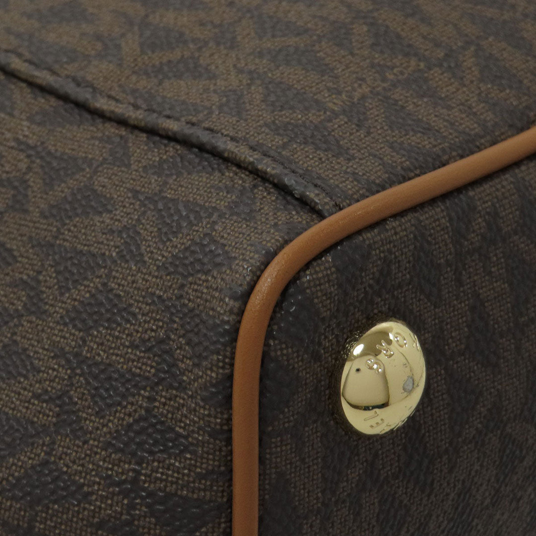 MICHAEL KORS Tote Bag PVC Brown MK signature Women Used Authentic