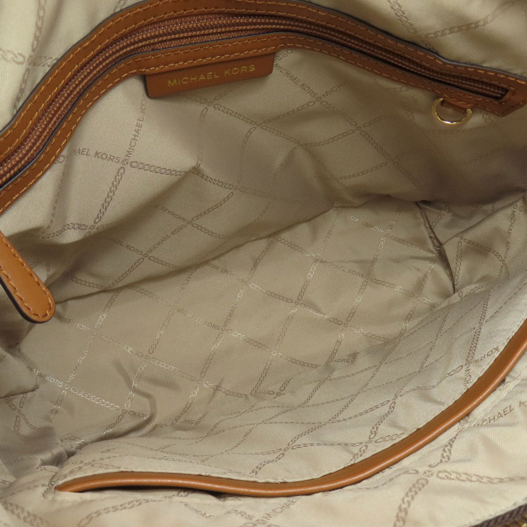 MICHAEL KORS Tote Bag PVC Brown MK signature Women Used Authentic