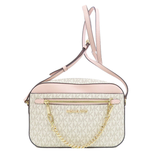 MICHAEL KORS Shoulder Bag PVC white MK signature Women Used Authentic
