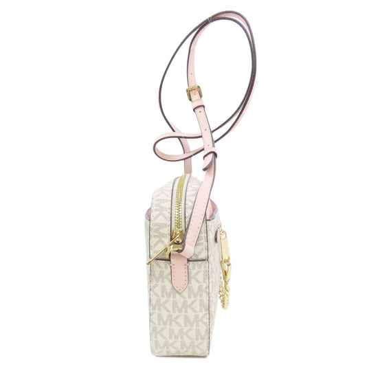 MICHAEL KORS Shoulder Bag PVC white MK signature Women Used Authentic
