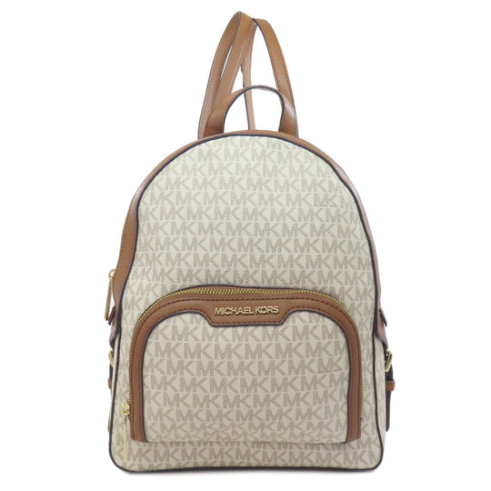 MICHAEL KORS Backpack PVC white MK signature Women Used Authentic