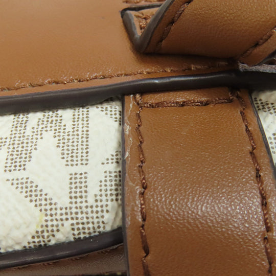 MICHAEL KORS Backpack PVC white MK signature Women Used Authentic