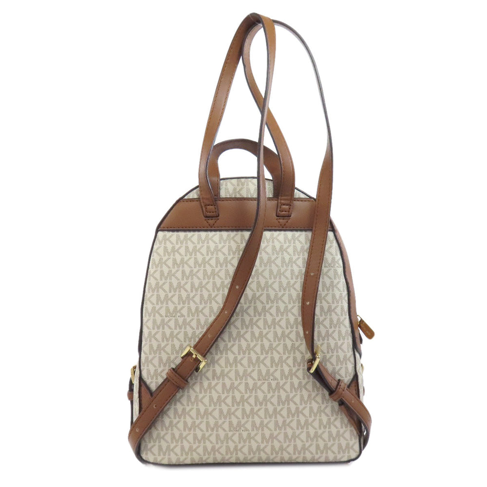 MICHAEL KORS Backpack PVC white MK signature Women Used Authentic