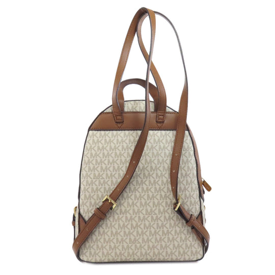 MICHAEL KORS Backpack PVC white MK signature Women Used Authentic