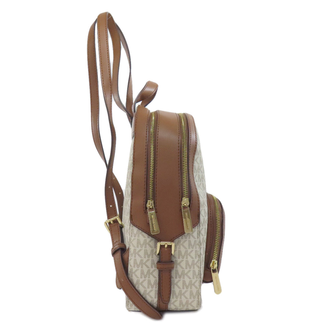 MICHAEL KORS Backpack PVC white MK signature Women Used Authentic