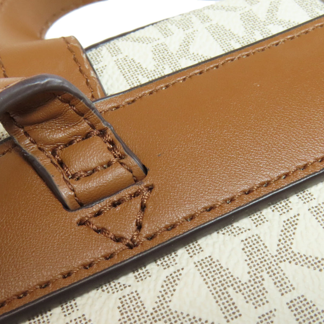 MICHAEL KORS Backpack PVC white MK signature Women Used Authentic