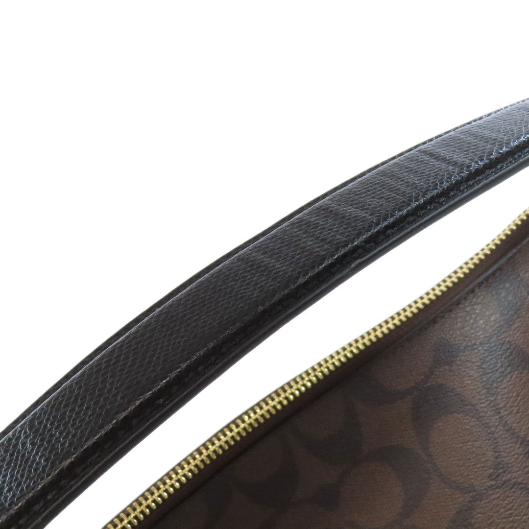 COACH Handbag F34910 PVC Brown Signature 2WAY Women Used Authentic