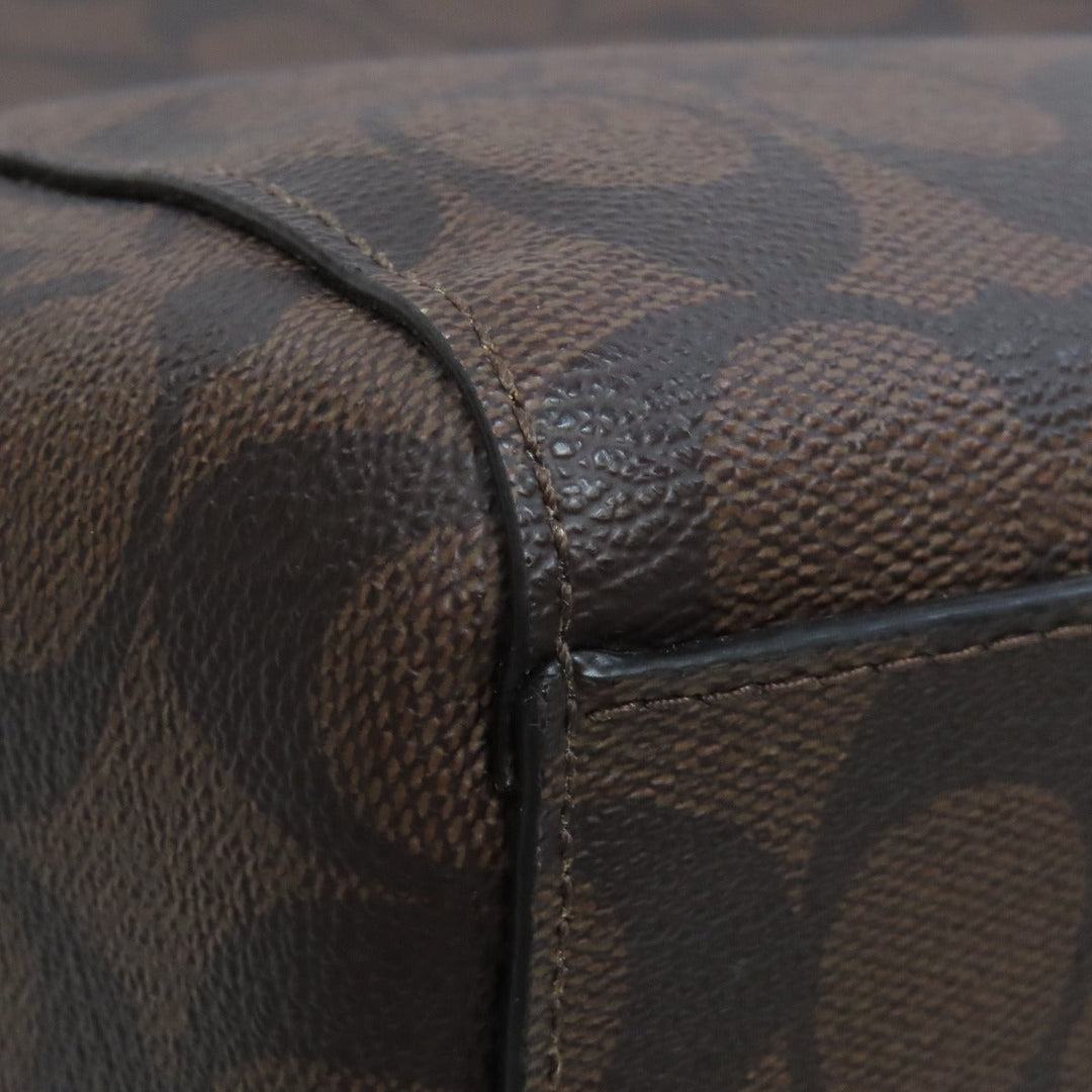 COACH Handbag F34910 PVC Brown Signature 2WAY Women Used Authentic