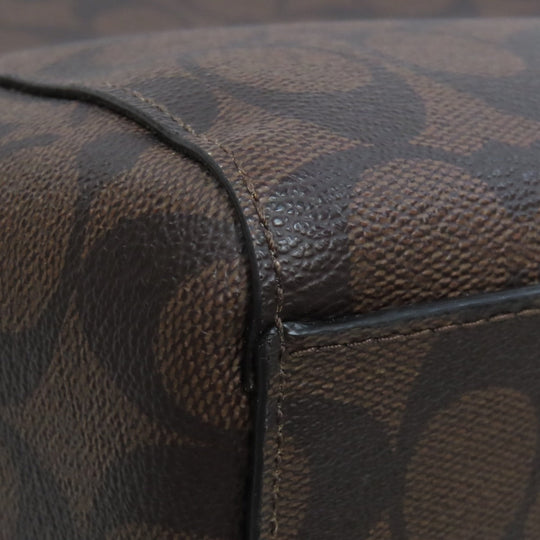 COACH Handbag F34910 PVC Brown Signature 2WAY Women Used Authentic