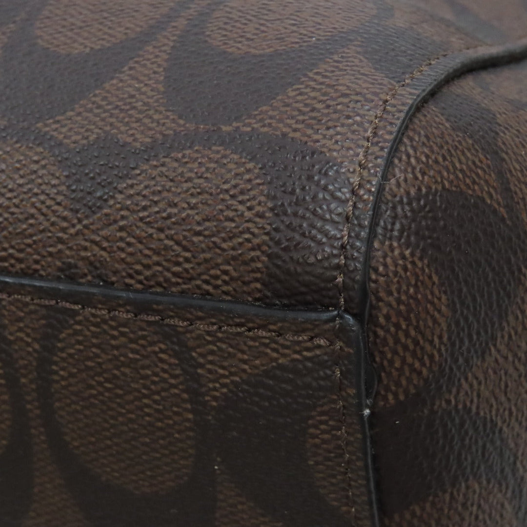 COACH Handbag F34910 PVC Brown Signature 2WAY Women Used Authentic