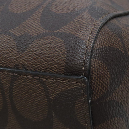 COACH Handbag F34910 PVC Brown Signature 2WAY Women Used Authentic