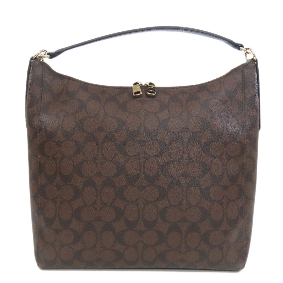 COACH Handbag F34910 PVC Brown Signature 2WAY Women Used Authentic