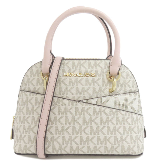 MICHAEL KORS Handbag PVC white MK Signature 2WAY Women Used Authentic