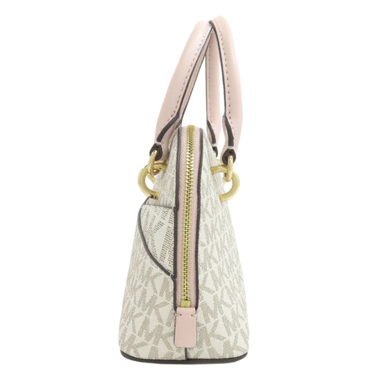 MICHAEL KORS Handbag PVC white MK Signature 2WAY Women Used Authentic
