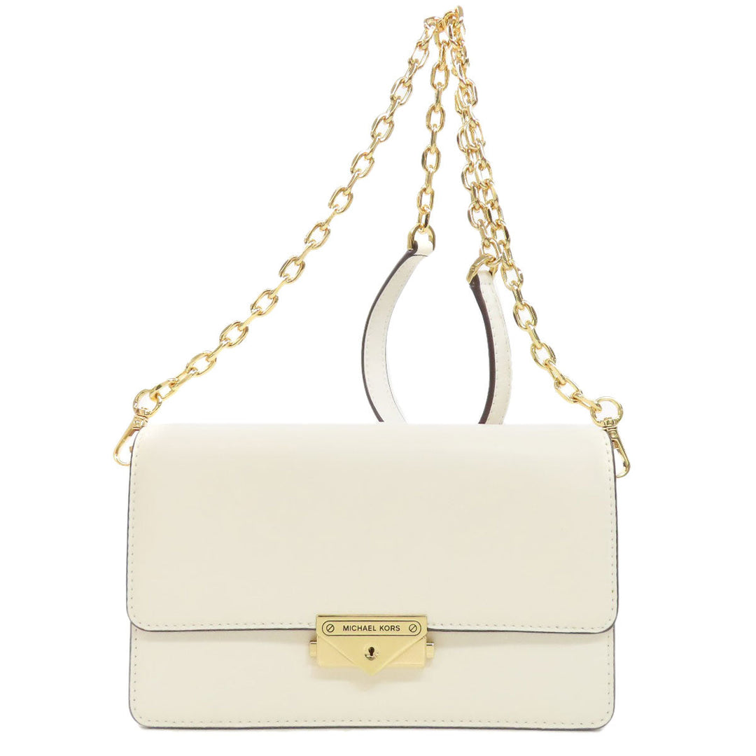 MICHAEL KORS Shoulder Bag leather white logo Women Used Authentic