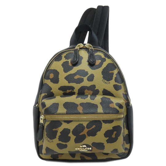 COACH Backpack F38395 PVC multicolor Leopard Pattern Women Used Authentic