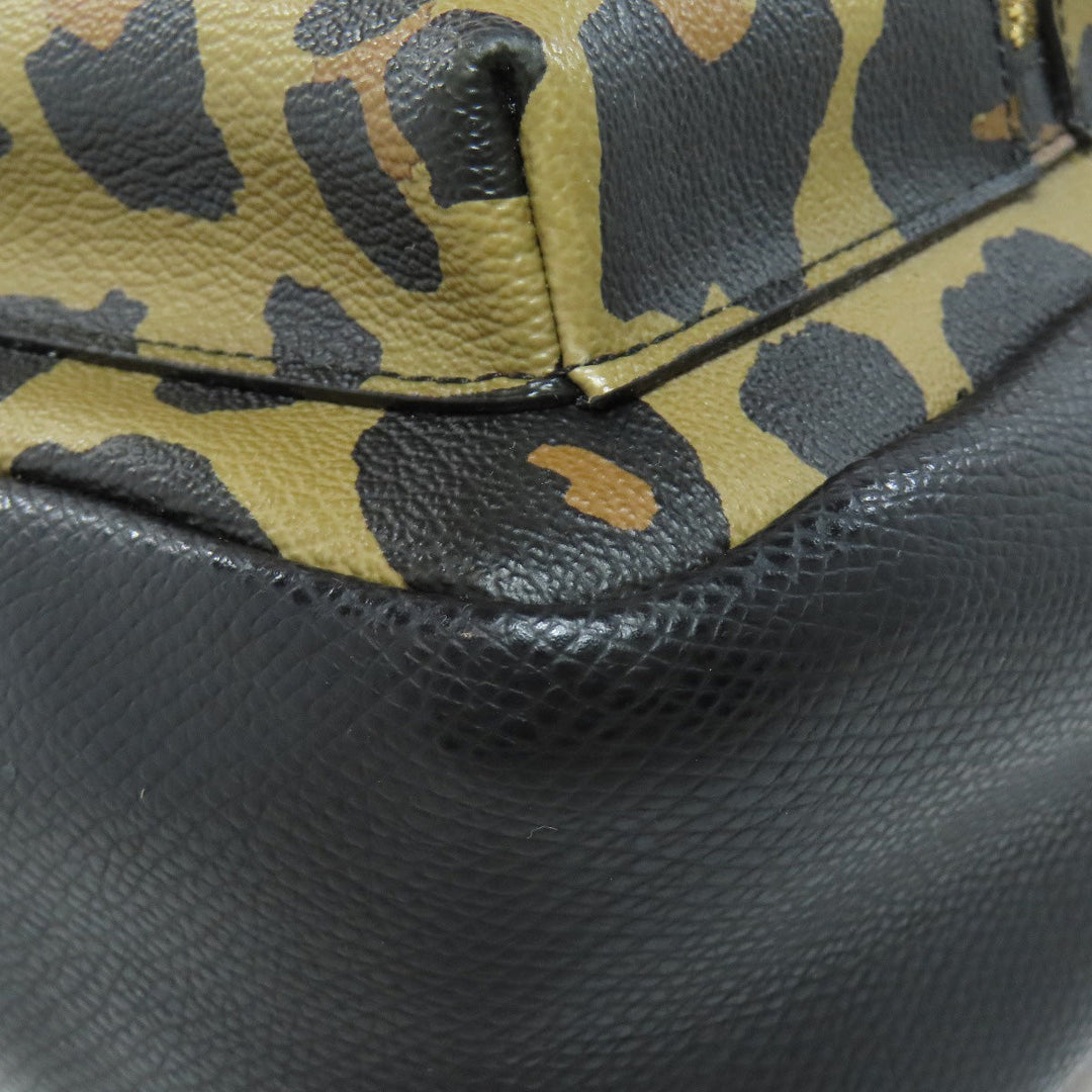 COACH Backpack F38395 PVC multicolor Leopard Pattern Women Used Authentic