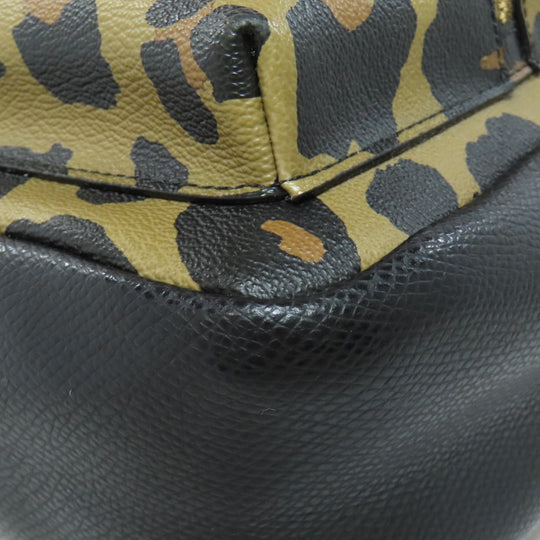 COACH Backpack F38395 PVC multicolor Leopard Pattern Women Used Authentic