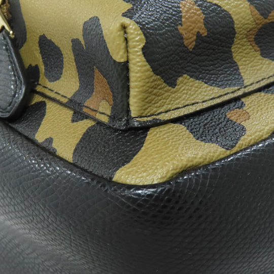 COACH Backpack F38395 PVC multicolor Leopard Pattern Women Used Authentic