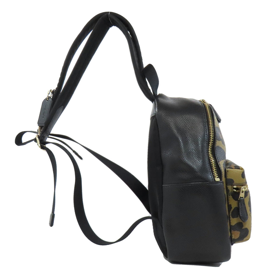 COACH Backpack F38395 PVC multicolor Leopard Pattern Women Used Authentic