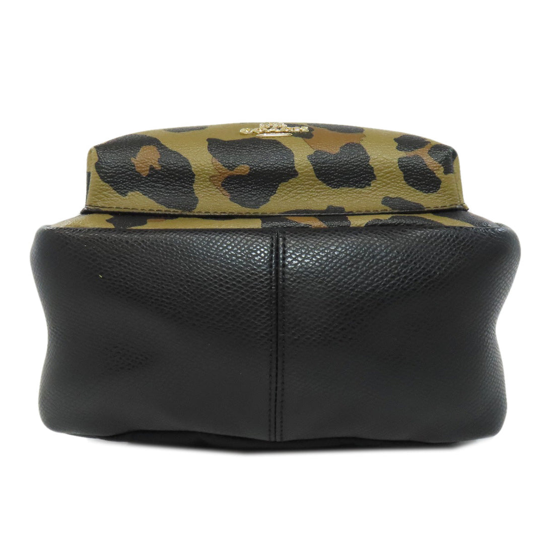 COACH Backpack F38395 PVC multicolor Leopard Pattern Women Used Authentic