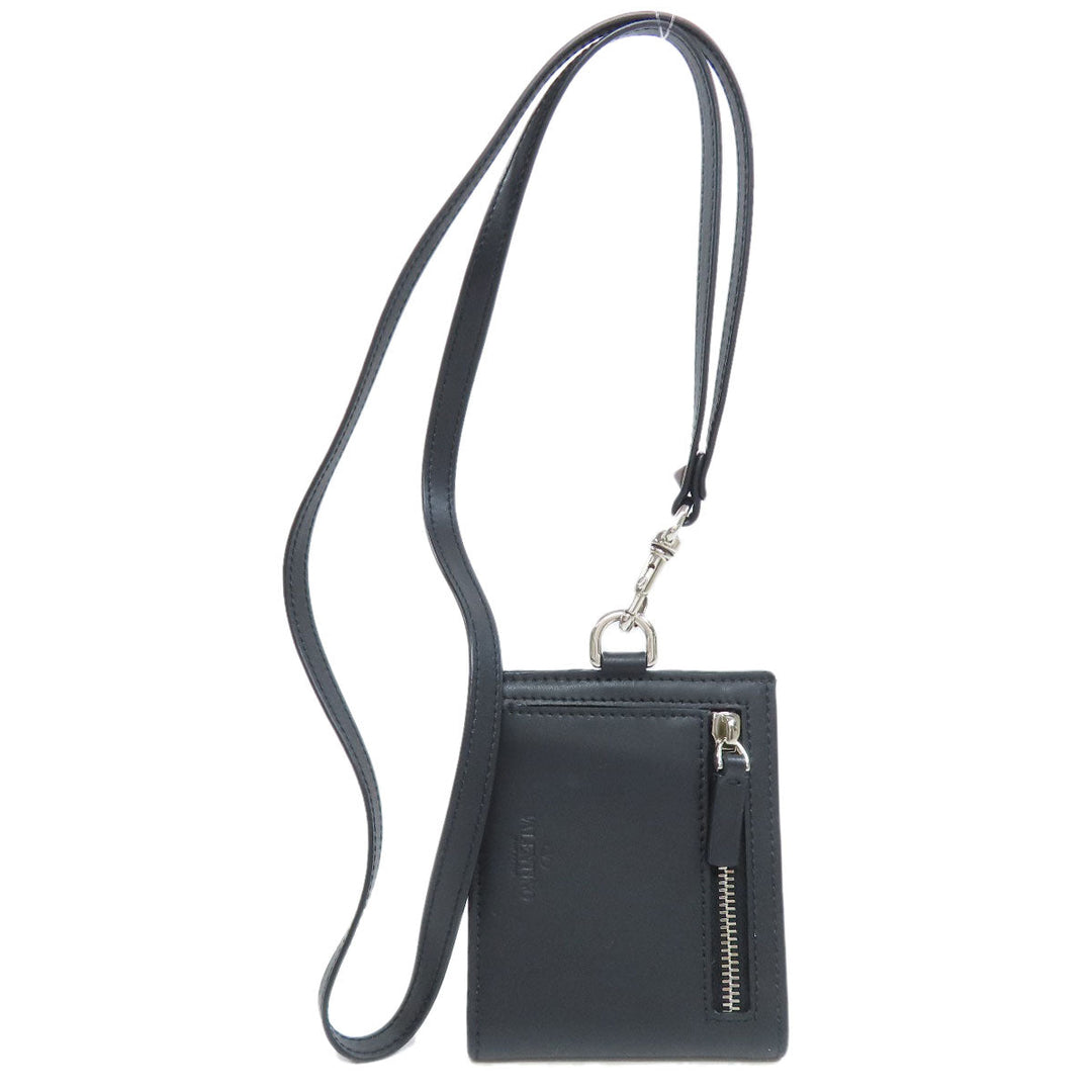 Valentino Bifold Wallet leather black neck wallet Women Used Authentic