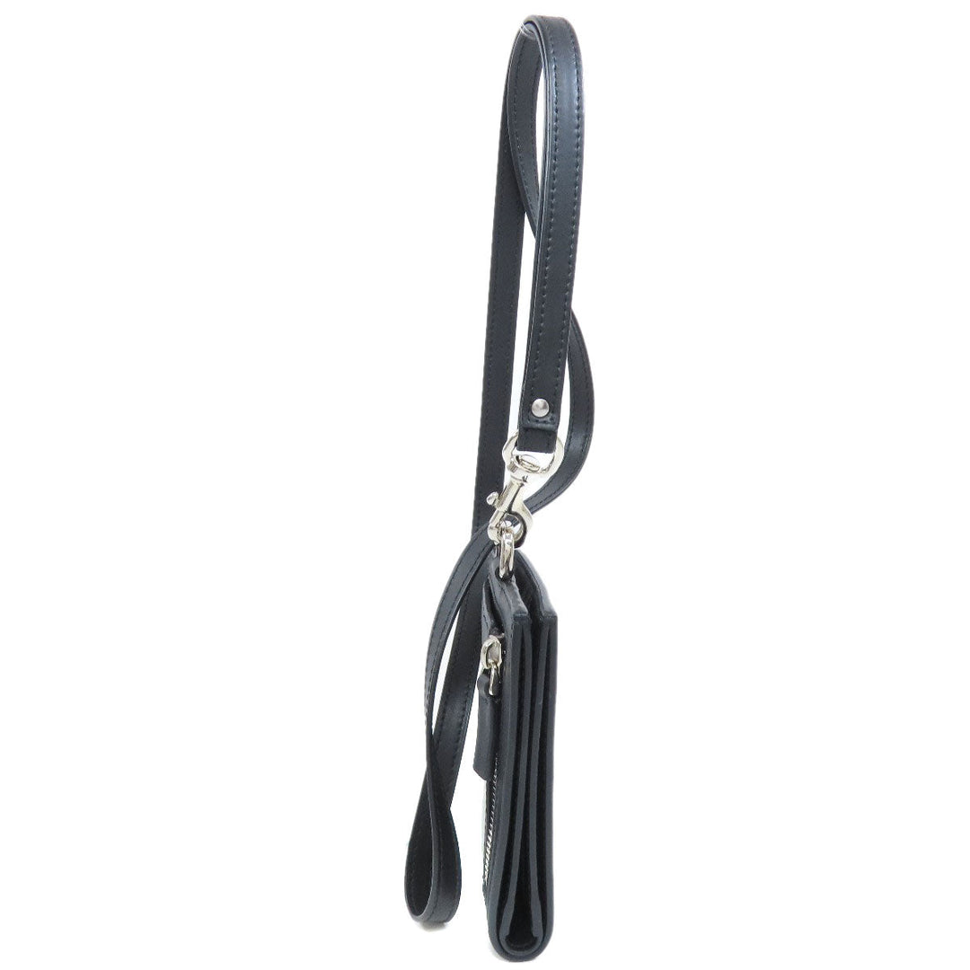 Valentino Bifold Wallet leather black neck wallet Women Used Authentic