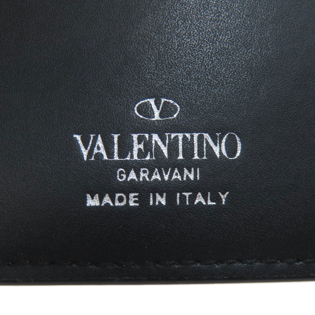 Valentino Bifold Wallet leather black neck wallet Women Used Authentic